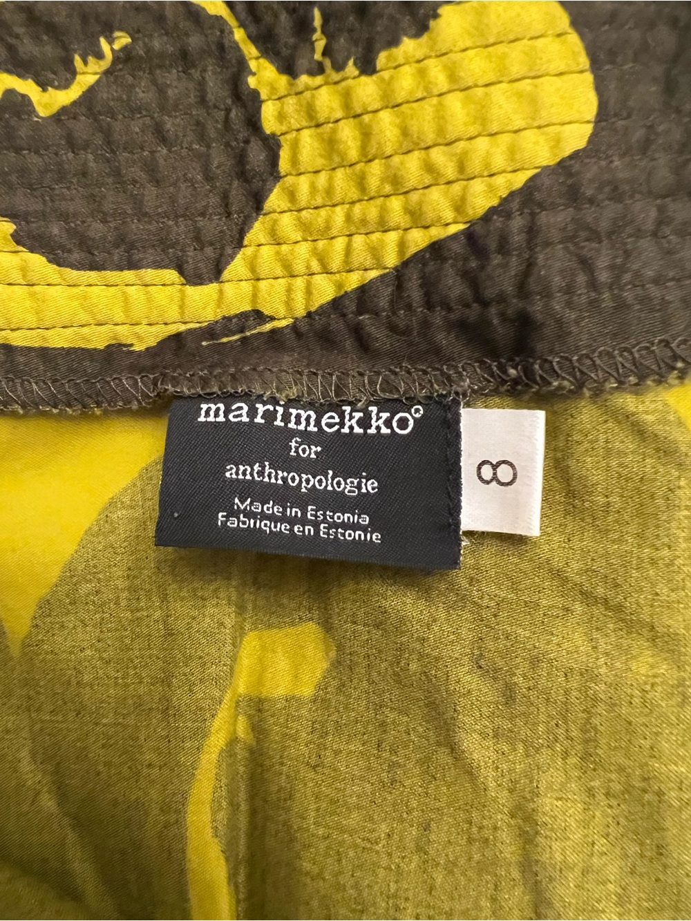 Marimekko for Anthropologie Size 8 Lime Green & Olive Button Front Pocket Skirt - Picture 3 of 7